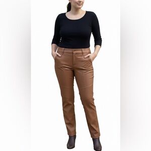 New Gibson Latimer Brown Satin Stretch Pants Size 12 with Two Front Pockets